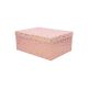 Darilna škatla kartonska, roza z zlatimi srčki, 21x15x8.5cm