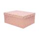 Darilna škatla kartonska, roza z zlatimi srčki, 29x22x12.5cm