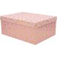Darilna škatla kartonska, roza z zlatimi srčki, 37.5x29x16cm