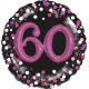 Balon napihljiv, za helij, 3D Efekt, "60", belo/roza pikice, 81cm