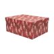 Darilna škatla kartonska, božična, rdeča z belimi smrekicami, 29x22x12.5cm