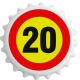 Odpirač magnet: Prometni znak 20, okrogel 6 cm