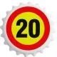 Odpirač magnet: Prometni znak 20, okrogel 6 cm