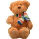 Plišasta igrača - medvedek Classic, zlato rjav, s šalom, 12 cm
