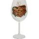 Kozarec za vino poslikan - grozd - bel, 80let, 0.58l