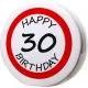 Hranilnik "Happy Birthday" prometni znak 30, keramika, 15cm