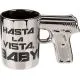 Lonček z napisom "Hasta la Vista Baby" z ročajem v obliki pištole, 10.5cm, sort.