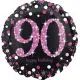 Balon napihljiv, za helij, Happy Birthday, "90", belo/roza pikice, 45cm