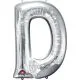 Balon napihljiv, za helij, srebrn, črka "D", 83cm