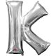 Balon napihljiv, za helij, srebrn, črka "K", 83cm