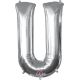 Balon napihljiv, za helij, srebrn, črka "U", 83cm