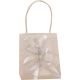 Vrečka darilna, 8x4 cm, tekstilna, bela z rožico, sort