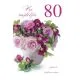 Voščilnica velika, rojstni dan, ženska, Vse najboljše za 80. rojstni dan, šopek rož, bleščice
