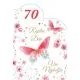 Voščilnica velika, rojstni dan, ženska, Za 70. rojstni dan, metulji, rdeča, bleščice