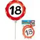 Balon na palčki, prometni znak, "18", samonapihljiv, 18cm, 3kom