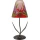Svečnik steklen s kovinskim stojalom, iris, 40 let, rdeče bel, 27.5 cm