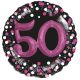 Balon napihljiv, za helij, 3D Efekt, "50", belo/roza pikice, 81cm