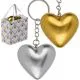 Obesek za ključe, srce srebrno/zlato v darilni vrečki, 4cm