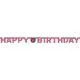 Girlanda iz papirja, "Happy Birthday", črno/roza, 2.13m