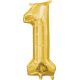 Balon napihljiv, "1", zlati, 40cm + palčka za napihnit