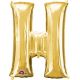 Balon napihljiv, "H", zlati, 40cm + palčka za napihnit