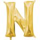 Balon napihljiv, "N", zlati, 40cm + palčka za napihnit