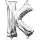 Balon napihljiv, "K", srebrni, 40cm + palčka za napihnit