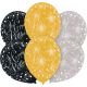 Baloni iz lateksa, "Happy Birthday", črno/zlati, 6kom, 30cm