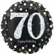 Balon napihljiv, za helij, Happy Birthday, "70", belo/zlate pikice, 45cm
