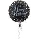 Balon napihljiv, za helij, Happy Birthday, belo/zlate pikice, 45cm