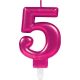 Svečka za torto v obliki številke,"5", roza, 9cm