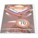 Medalja v darilni kuverti "Odlično! 70", kovinska, 5.5cm
