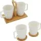 Lončka s podstavki, porcelan, na stojalu iz bambusa, 2x360ml