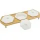 Set 3 skled  za prigrizke s pokrovom, porcelan, na podstavku iz bambusa, 12cm
