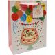 Vrečka darilna, 42x30x12 cm, Happy Birthday, baloni, zlatotisk
