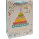 Vrečka darilna, 32x26x10 cm, Happy Birthday, torta, zlatotisk