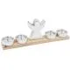 Svečnik za 4 čajne sveče z angelom, 30.5X5.3X10.5cm, porcelan/les