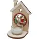 Svečnik za 1 čajno lučko, lesena hiška, les/steklo, 10x8.2x14.5cm