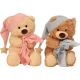 Plišasta igrača, medvedek zaspanček s kapo in odejico, moder/roza, 30cm