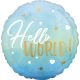 Balon napihljiv, za helij, Hello World, za rojstvo fantka, moder, 43cm