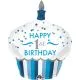 Balon napihljiv, za helij, otroški, Cup Cake, Happy Birthday s št. 1, moder, 73x91cm