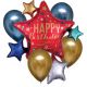 Set balonov - balon napihljiv, za helij, zvezda, Happy Birthday, 81x88cm, 4x balon iz lateksa, 30cm