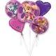 Set balonov - balon napihljiv, za helij, Paw Patrol - roza, 63x58cm, 2x okrogel, 43cm, 2x srček, 43cm