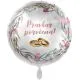 Balon napihljiv, za helij, Pravkar poročena, zlata prstana, 43 cm