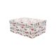 Darilna škatla kartonska, božična, bela z darili in pentljami, 21x15x8.5cm