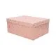 Darilna škatla kartonska, roza z zlatimi srčki, 27x20x11.5cm