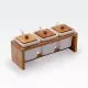 Set 3 doz z žličkami, na podstavku, keramika/bambus, 25x9.5cm