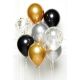 Set balonov iz lateksa, black/gold/silver (8 balonov, 10 vrvic 1.5m)
