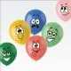 Baloni barvni, 6kom, "Funny Faces" iz lateksa, 33cm