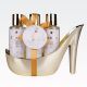 Kopalni set MARBLE GOLD v PVC čevlju, z vonjem zlatega jasmina, (gel za tušranje 100ml, peneča kopel 100ml, losjon za telo 100ml)